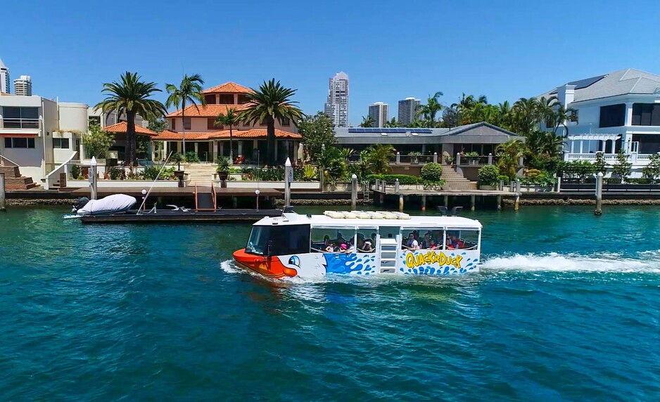 Quack'r Duck Pic 1 - QuackrDuck boat sightseeing tour passing the mansions of the Gold Coast