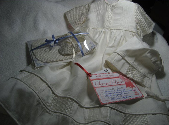 Jeanette's Special Keepsakes Pic 1 - Handmade Embroidered Ivory Silk Christening Outfit