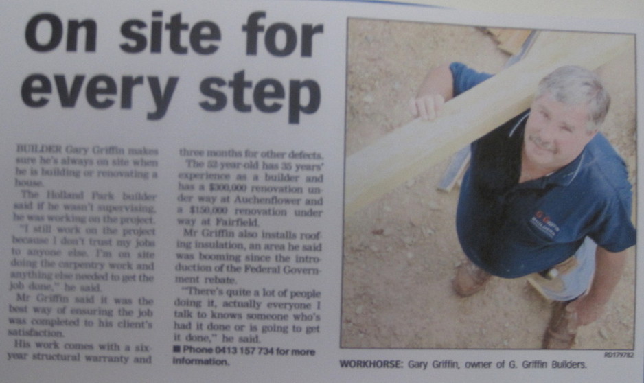 Griffin and Sons Builders Pic 1 - local paper article on me