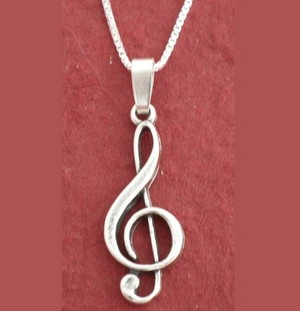 Juzii Pic 2 - Sterling silver Treble clef Necklace