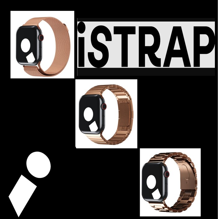 Istrap Rose Gold Apple Watch Straps Pic 1 - iStrap logo with a focus on their elegant Rose Gold Apple Watch Straps options