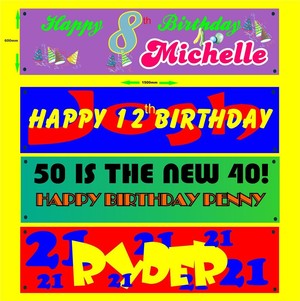 Frankston Flinders Party Hire & Photo Booth Pic 3 - Birthday banners custom printed for you