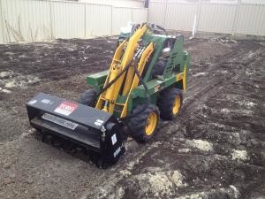 Griffo's Mini Digger Hire Pic 1 - Rotary Hoeing for Garden Beds Turf and Concrete Preparation