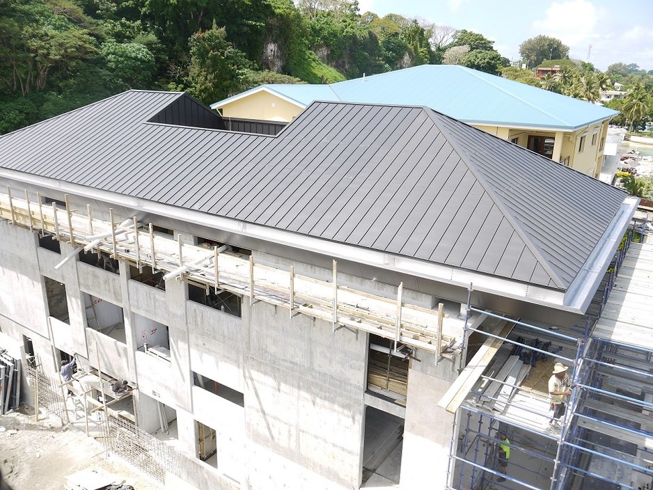 Euro Clad Pic 1 - Port Vila Vanuatu 07mm VM Zinc Anthra Double Lock Standing Seam Panel System