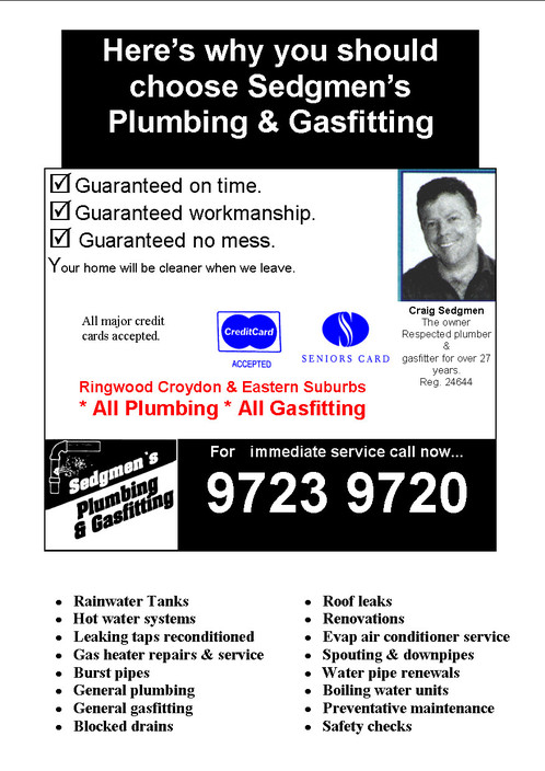 C. S. Sedgmen plumbing & Gasfitting Pic 1