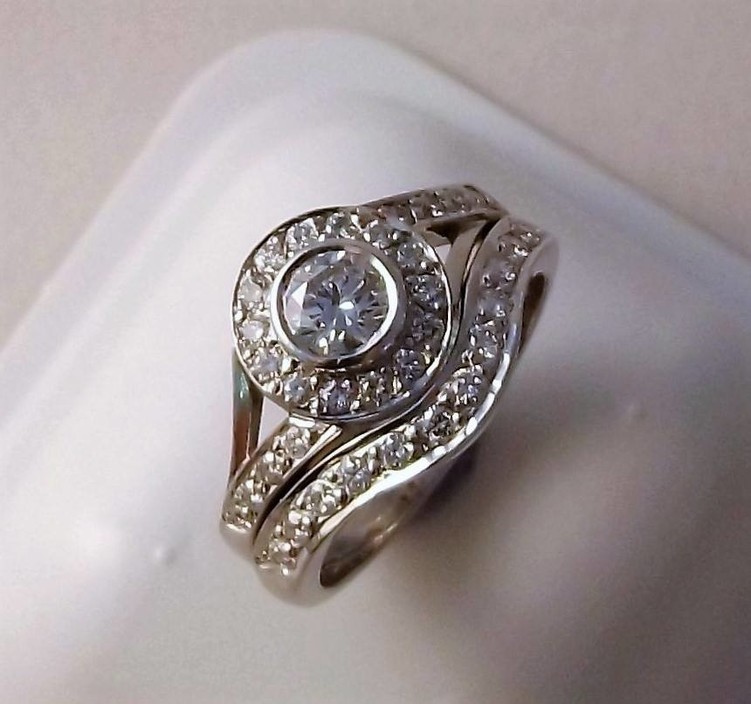 Forest Lake Jewellers Pic 1 - Georgeous fully handmade white gold and Diamond engagement and wedding ring set