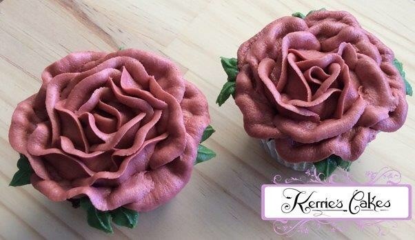 Kerrie's Cakes Pic 1 - Vintage Roses in Buttercream on Dark Chocolate Mudcake Cupcakes