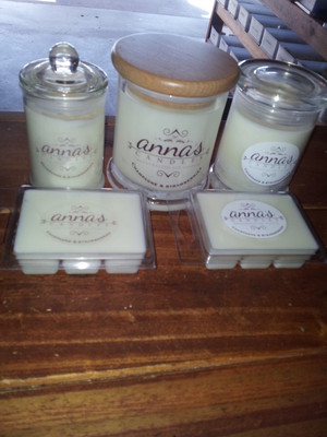 Anna's Candles Pic 3 - Small Fiesta Jar Large Metro and Melts fragrance Champagne Strawberries