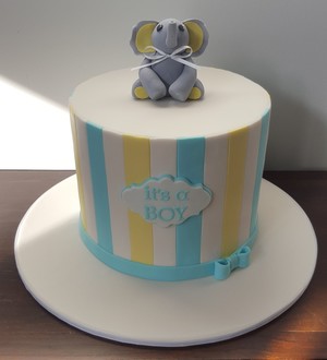 One More Slice Cake Design Pic 3 - Elephant Striped Baby Shower Cake