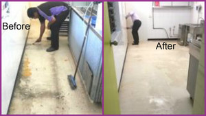 Express Commercial Kitchen Cleaning Pic 2 - Very dirty floor Before and after