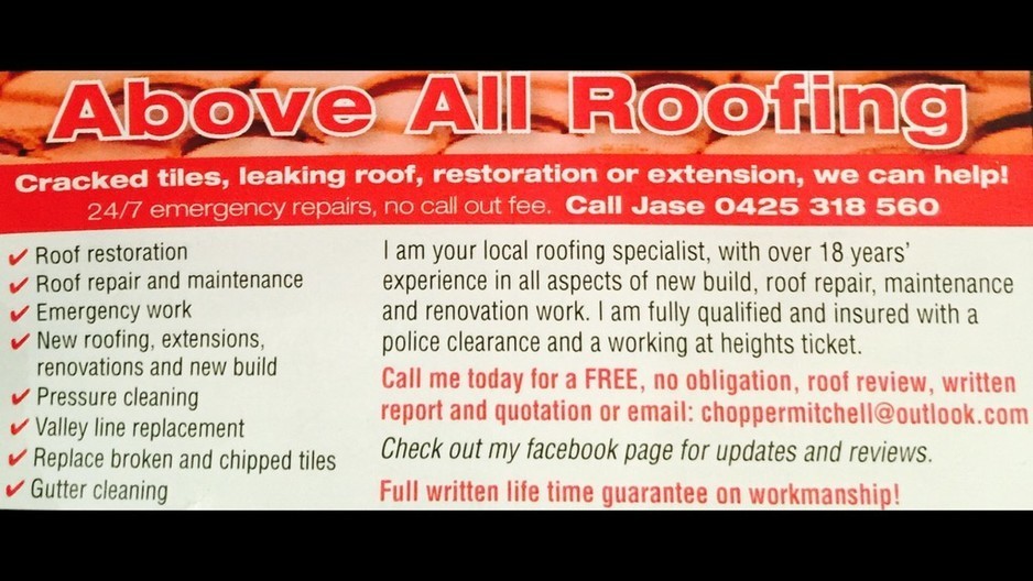 Above All Roofing ( Jase Mitchell) Pic 1 - Open 7 days 700am 700pm