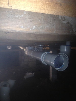 Plumbing Excellence Pic 2 - Suspended Sewer drain Beaumaris