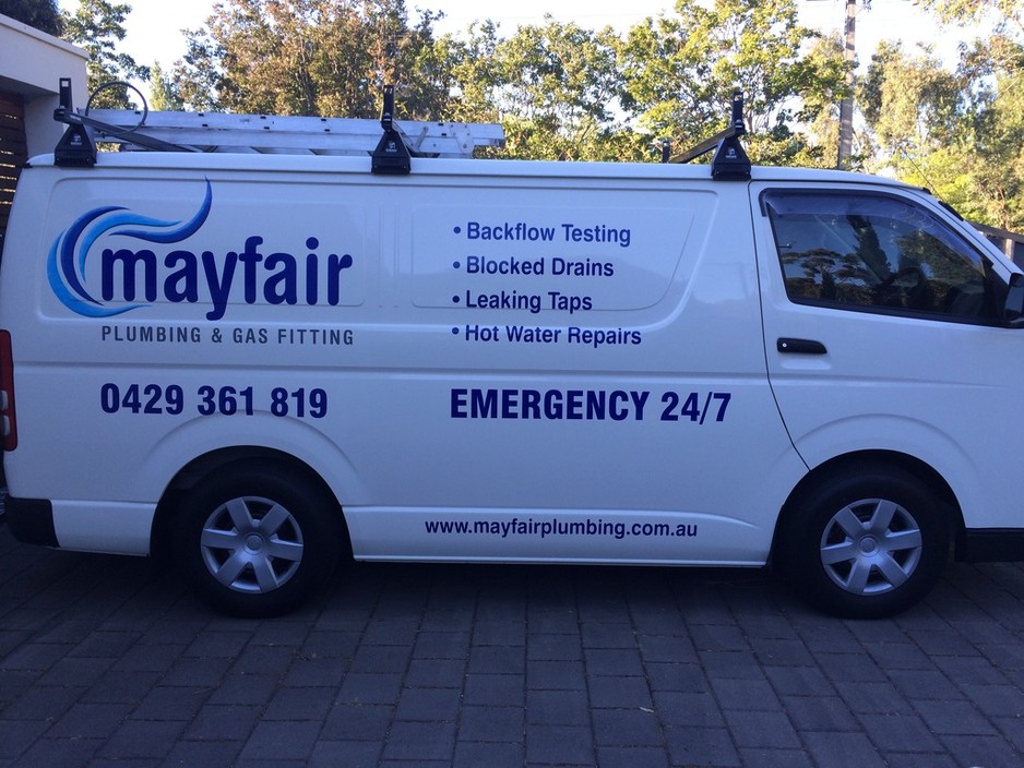 MAYFAIR Plumbing and Gasfitting Pic 1 - Mayfair Plumbing and Gasfitting Service Van parked after a big day of plumbing in Adelaide