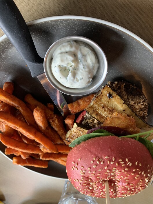 Agatha's Food Store Pic 1 - Tree hugger burger with sweet potato fries totally vegan