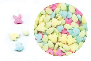 Sweet Themes Pic 5 - Easter Icing Sprinkles jar containing hundreds of tiny Easter shapes great for sprinkling on Easter cookies cupcakes and chocolates 3 designs available