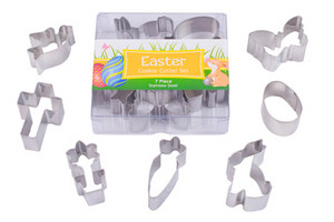 Sweet Themes Pic 3 - Mini Easter stainless steel cookie cutter pack boxed 7 piece ideal for cupcake toppers fondant chocolates and other cake decorating and baking uses