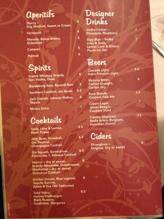 Shanghai Palace Restaurant Pic 1 - Drinks menu