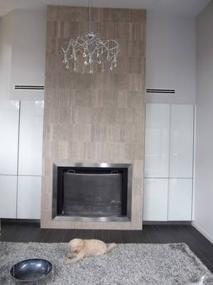 Mardi Gray's Interior Solutions Pic 4 - Stone fireplace with wood heater shag pile rug