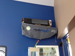 HydroKleen Brisbane West Pic 3 - Showing the air conditioner coils during a HydroKleen deep clean service