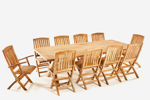 The Teak Place Pic 2 - Cross leg dining set with folding chairs See website for all Outdoor dining available from 2 seaters to 24 seaters