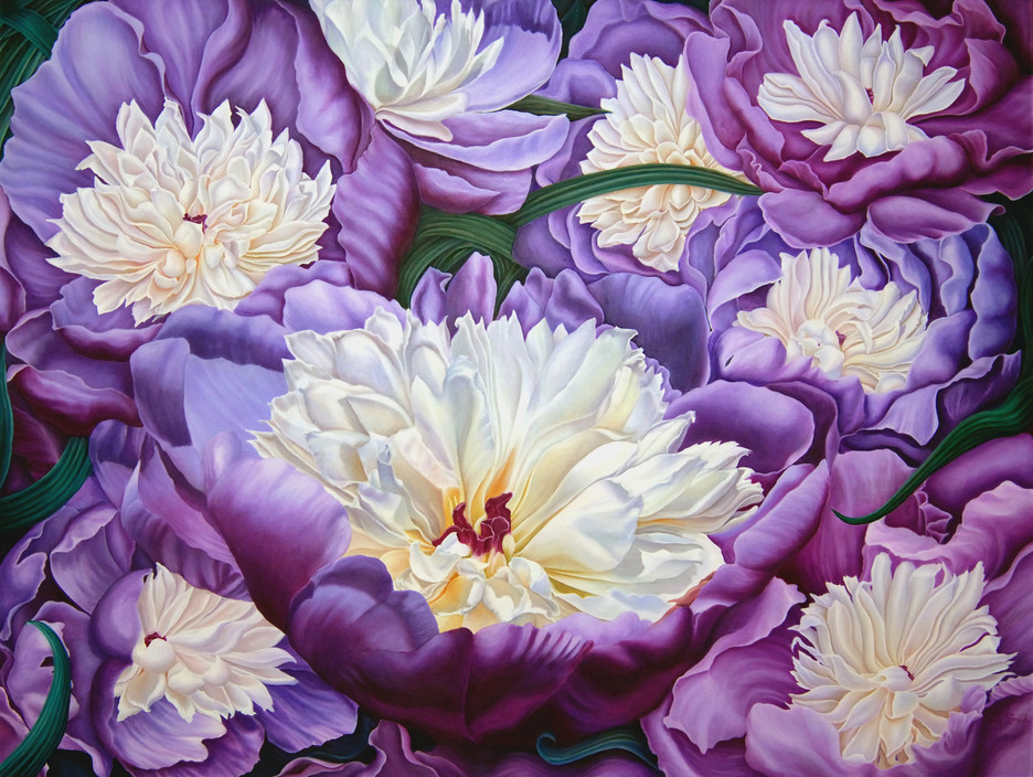 Carry Smith Artist Pic 1 - Bowls Of Beauty Purple peony painting by Carry Smith Artist