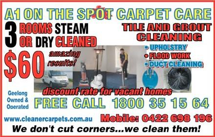 A1 On The Spot Carpet Care Pic 1 - Carpet Care Cleaning in Geelong