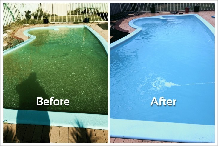 Express Pool Cleaning Ocean Reef Pic 1 - Green before and after