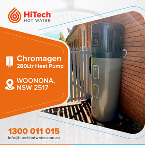 Hitech Hot Water Pic 4 - HiTech Hot Water installed Chromagen 280Ltr hot water heat pump at Woonona NSW 2157 Install a hot water heat pump at your property and save up 70 energy