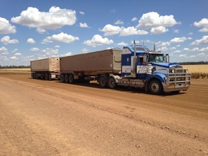 Greg Jakins Stock Transport Pic 4 - road trainsingle grain tipper work