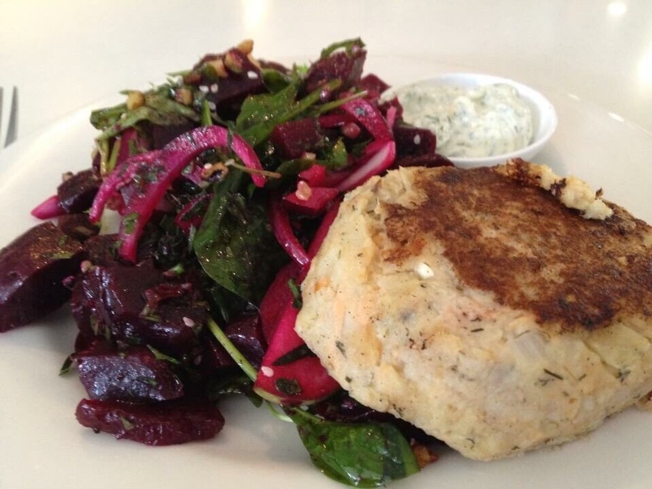 Tognini's Cafe Deli Pic 1 - Salmon patties with salad