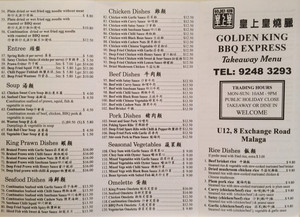 Golden King BBQ Express Pic 3 - Menu