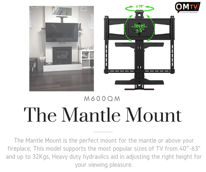 Quick Mount TV Pic 1 - The perfect mount for the mantle or above your fireplace Supports TVs from 4063 and up to 32Kgs