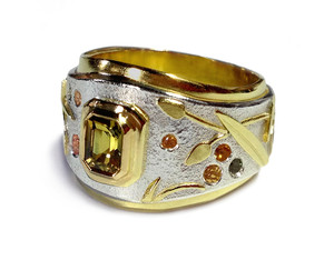 Jeanette Dyke Gold & Silver Pic 3 - Bouquet Ring 18ct gold silver and sapphires