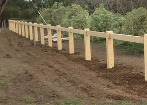 Post 'N' Rail Pic 3 - single rail concrete post and rail fence in Willow colour