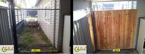 A to Z Handyman Services Pic 3 - Steel Frame Gate and Side Fence Using Cypress Pine