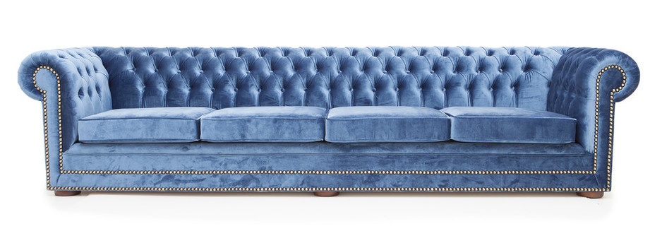 Chesterfield House Pic 1 - Bowen Chesterfield 4 seater in Blue Velvet