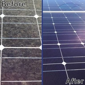 SolarSync Pic 3 - Before after of panel clean Dont lose 30 of your maximum power because dust and dirt films