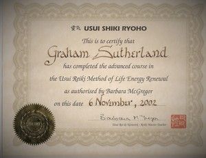 Quantum Life Pic 4 - Certification of advanced Reiki taught and endorsed by Master Barbara McGregor