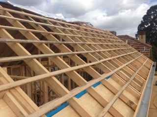 O'dowds Rooftiling Services Pic 1 - Pop up extension pinned and battens precut ready for sarking paper