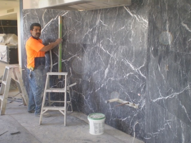 K.H Tiling Pic 1 - Large black marble tiles