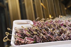 Broadbean Catering Pic 3 - Sesame seared Yellowfin tuna with wasabi soy dipping sauce gf