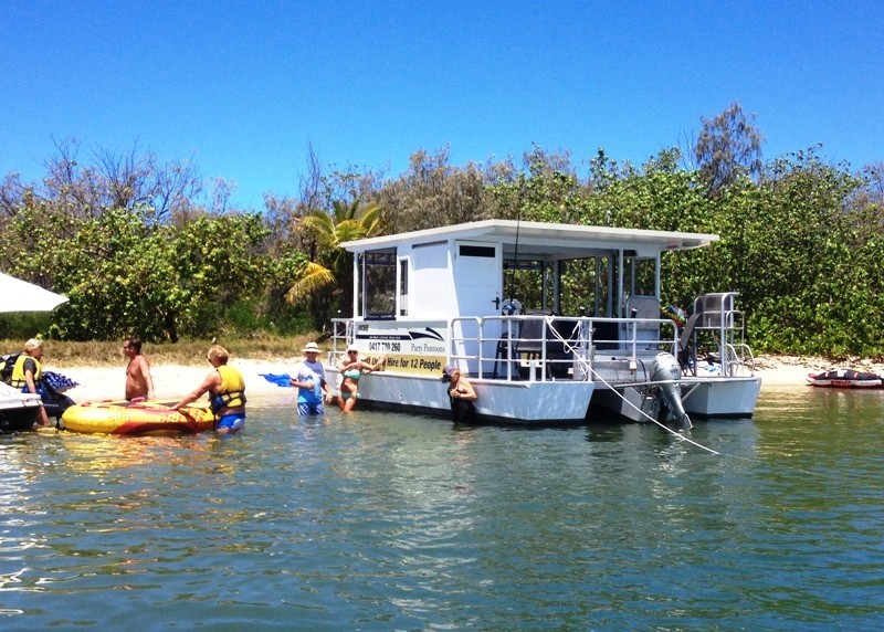 Gold Coast Party Pontoons Pic 1 - In the lagoon at Wave Break Island