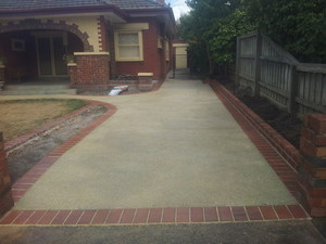 In Style Landscapes Pic 5 - Exposed Agregate Driveway with brick border