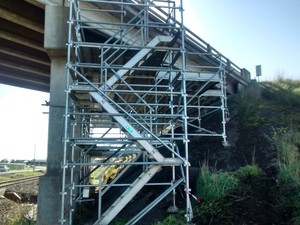 Access Scaffolding Pic 3 - Providing access for work to be carried out underneath the Geelong Overpass