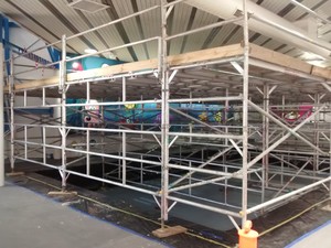 Access Scaffolding Pic 2 - This leisure centre needed to drain their pools in order for scaffold to be set up for roof access