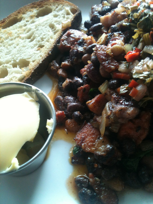 Copo Cafe & Diner Pic 2 - South American Beans with Bacon and Spanish Sausage on Bread