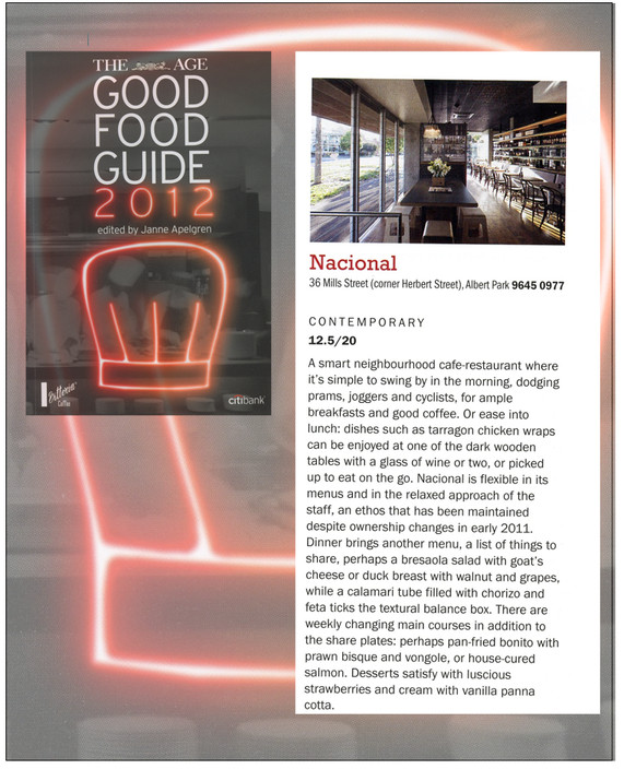 Nacional Pic 1 - AWARD 2012 The Age Good Food Guide