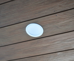 SNS Electrical Pic 3 - Downlights in outdoor timber ceiling Barkers Rd Kew