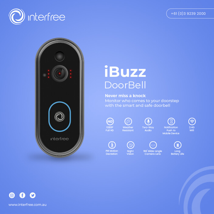 Smart Wireless Ring Doorbell Camera | Australian Made | Interfree Pic 1