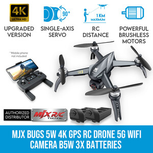 Elinz Pic 4 - MJX Bugs 5W 4K GPS RC Drone 5G Wifi Camera B5W 3X Batteries